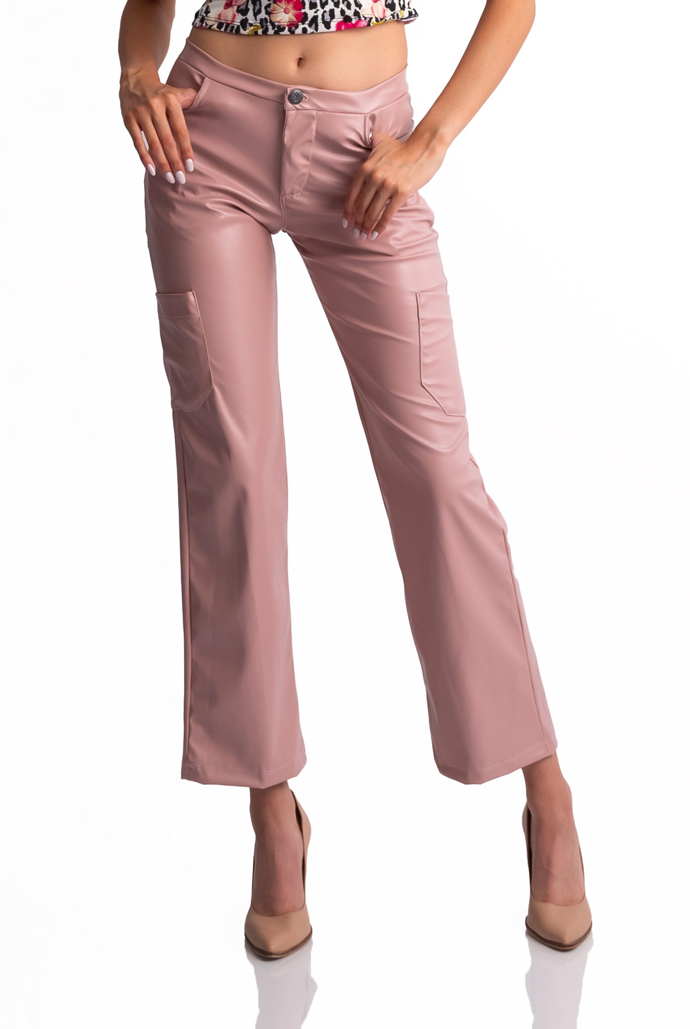 PANTALÓN VINIPIEL CARGO CELERISE