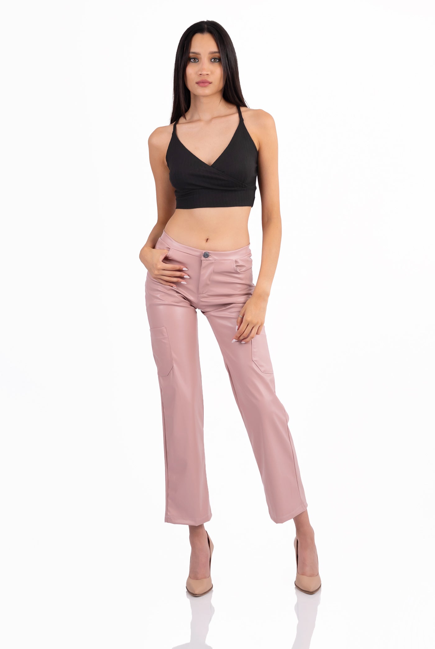 PANTALÓN VINIPIEL CARGO CELERISE