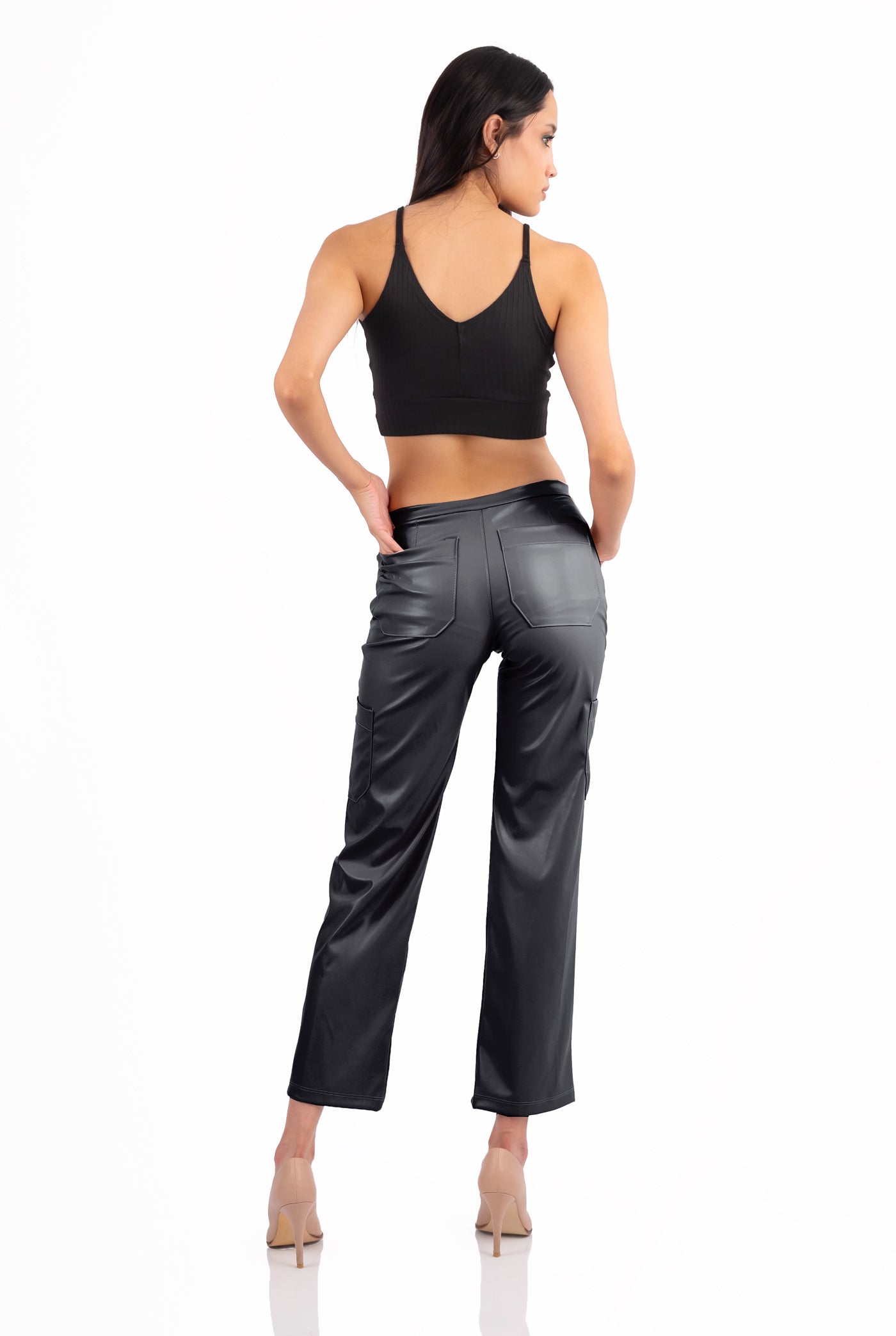 PANTALÓN VINIPIEL CARGO CELERISE